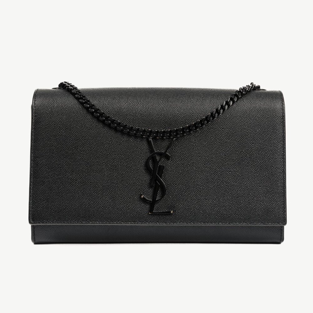 Saint Laurent Kate Medium Nero Grain de Poudre Embossed-Leather Shoulder Bag